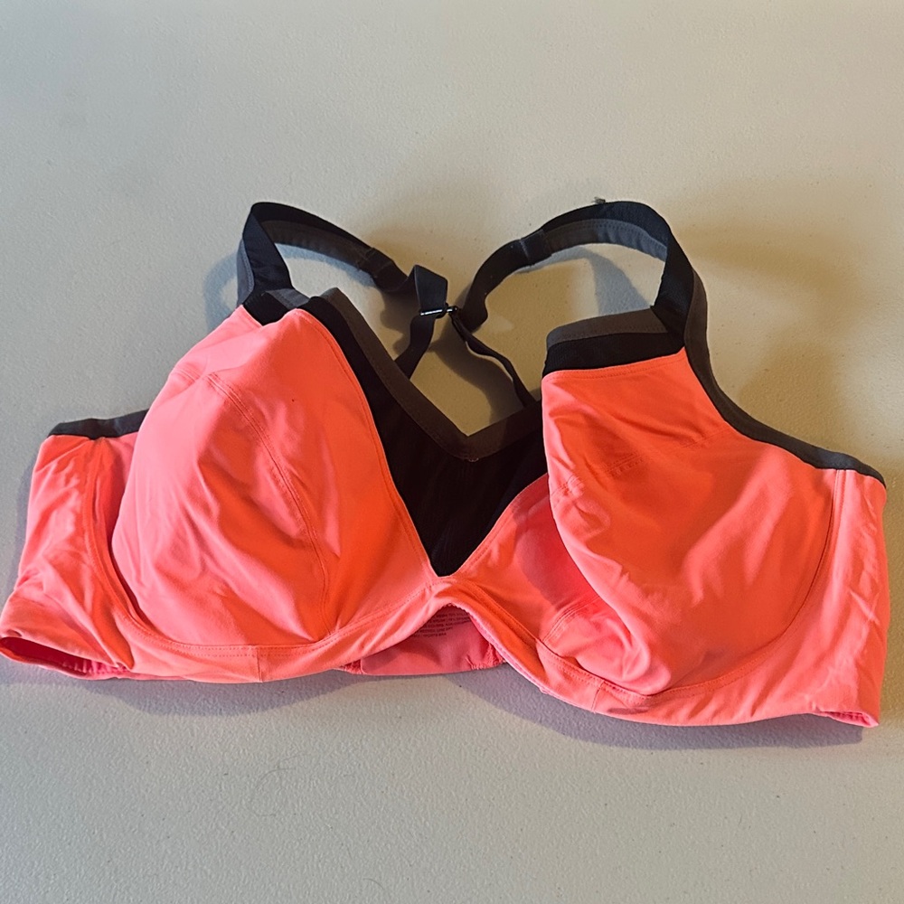 Women's Coral and Black Sports Bra